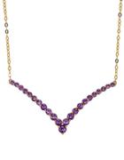 Lord & Taylor Amethyst And 14k Yellow Gold Chevron Necklace