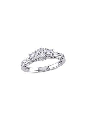 Sonatina Diamond Bridal 14k White Gold And Diamond Three-stone Engagement Ring