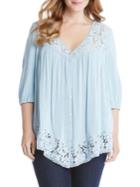 Karen Kane Plus Plus Lace Inset Top