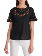 Karl Lagerfeld Paris Embroidered Floral Blouse