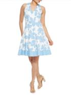 Maggy London Striped Floral Sateen Flare Dress