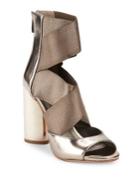 Donna Karan Brianna Multi-strap Metallic Leather Sandals