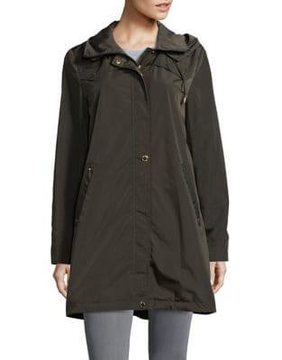 Via Spiga Packable Hooded Rain Jacket