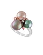Majorica Grey, Nuage, Rose Pearl And Sterling Silver Cluster Ring
