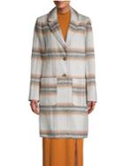 Miss Selfridge Plaid Long-sleeve Coat