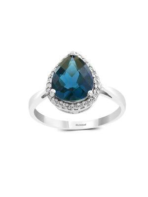 Effy 14k White Gold, Diamond & London Blue Topaz Ring