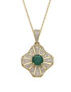 Lord & Taylor 14kt. Yellow Gold Emerald And Diamond Pendant Necklace