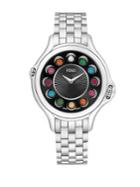 Fendi Crazy Carats Diamond, Multicolor Topaz & Stainless Steel Medium Bracelet Watch/black