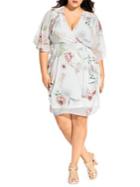 City Chic Plus Day Dream Floral-print Wrap Dress