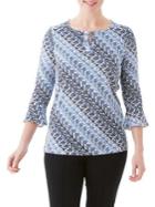 Olsen Abstract-geo Bell-sleeve Top