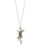 Betsey Johnson Angels Crystal Cat Pendant Necklace