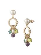 Carolee Florence Amethyst & Faux-pearl Drop Hoop Earrings
