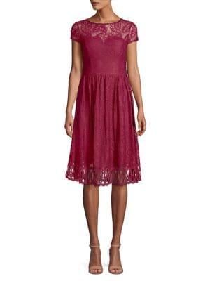 Kensie Dresses Embroidered Cap-sleeve Lace Dress