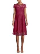 Kensie Dresses Embroidered Cap-sleeve Lace Dress