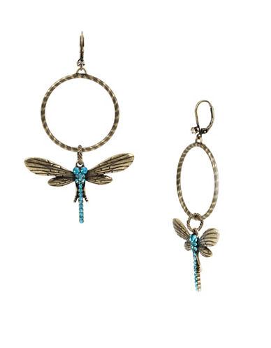 Betsey Johnson Throwback Betsey Crystal Pave Dragonfly Gypsy Hoop Earrings