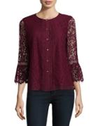 Karl Lagerfeld Paris Lace Bell Sleeve Blouse