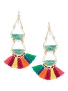 Design Lab Lord & Taylor Bead And Fringe Tiered Drop Earrings