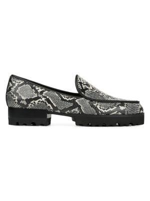 Donald J Pliner Elen Snake-print Leather Platform Loafers