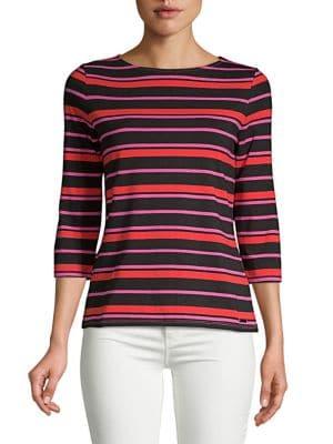 Imnyc Isaac Mizrahi Striped Boatneck Top