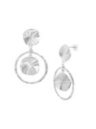 Lord & Taylor Sterling Silver Drop Disc Open Circle Drop Earrings