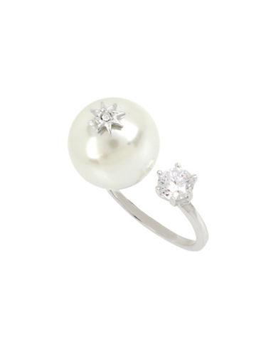 Betsey Johnson Stone & Faux Pearl Open Ring