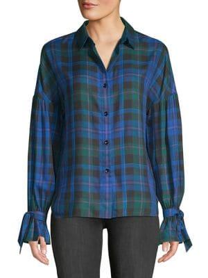 Highline Collective Plaid Tie-sleeve Button-down Shirt