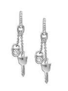 Karl Lagerfeld Paris Klassic Swarovski Crystal Choupette Lock & Key Drop Earrings