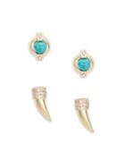 Lauren Ralph Lauren Set Of Two Turquoise And Crystal Stud Earrings