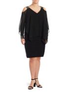 Betsy & Adam Plus Embellished Cold-shoulder Overlay Dress