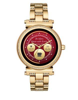 Michael Kors Access Sofie Goldtone Touchscreen Pave Bracelet Smart Watch