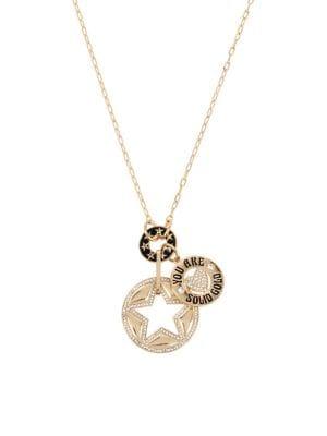 Bcbgeneration Goldtone & Crystal Affirmation Charm Pendant Necklace