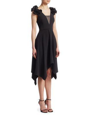 Halston Heritage Ruffle Handkerchief Dress
