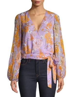 Astr The Label Brady Balloon-sleeve Wrap Top