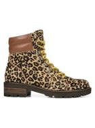 Sam Edelman Tamia Lace-up Leopard-print Calf Hair Leather Hiking Boots