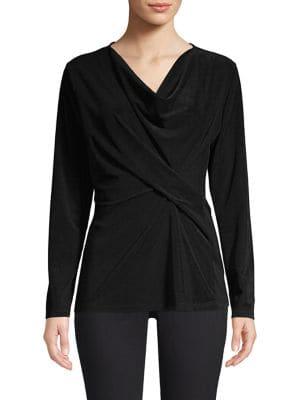 Donna Karan Twist Front Long Sleeve Top