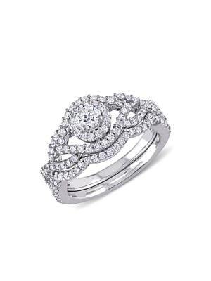 Sonatina 14k White Gold & 1 Tcw Diamond 2-piece Braided Bridal Ring Set
