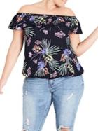 City Chic Plus Exotic Floral Top