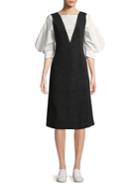 Caara Mixe Media Puff-sleeve Dress