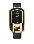 Fendi Goldtone Ip Stainless Steel & Diamond Watch/black