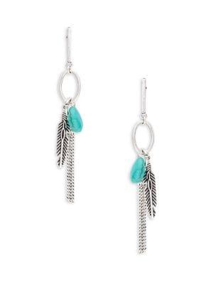 Design Lab Stone And Chain Drop Earrings