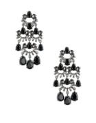 Carolee Midnight Tower Black Diamond, Hematite And Crystal Chandelier Earrings