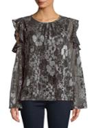 Michael Michael Kors Petite Ruffled Cold-shoulder Top