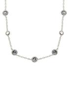 Lord & Taylor Sterling Silver And Quartz Doublet Station Necklace