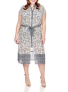 Lucky Brand Plus Printed Button-front Dress