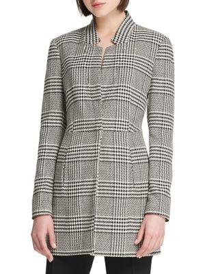 Donna Karan Houndstooth Split Neck Top