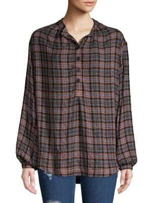 Free People Plaid Oversize Top