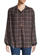 Free People Plaid Oversize Top