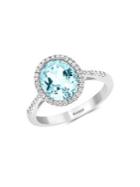 Effy 14k White Gold, Aquamarine & Diamond Ring