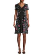 Adrianna Papell Printed Crepe Scuba Fit-&-flare Dress