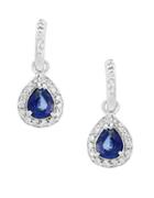 Effy Final Call Natural Diffused Ceylon Sapphire, Diamond And 14k White Gold Drop Earrings